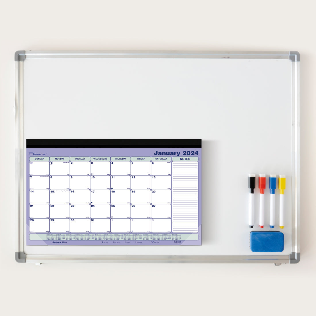 Monthly Desk Pad With Magnets 2024
