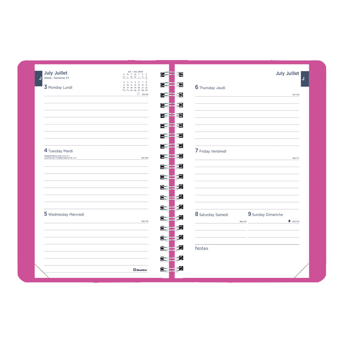 Academic Weekly Planner Fashion 2023-2024 - Bilingual#colour_pink