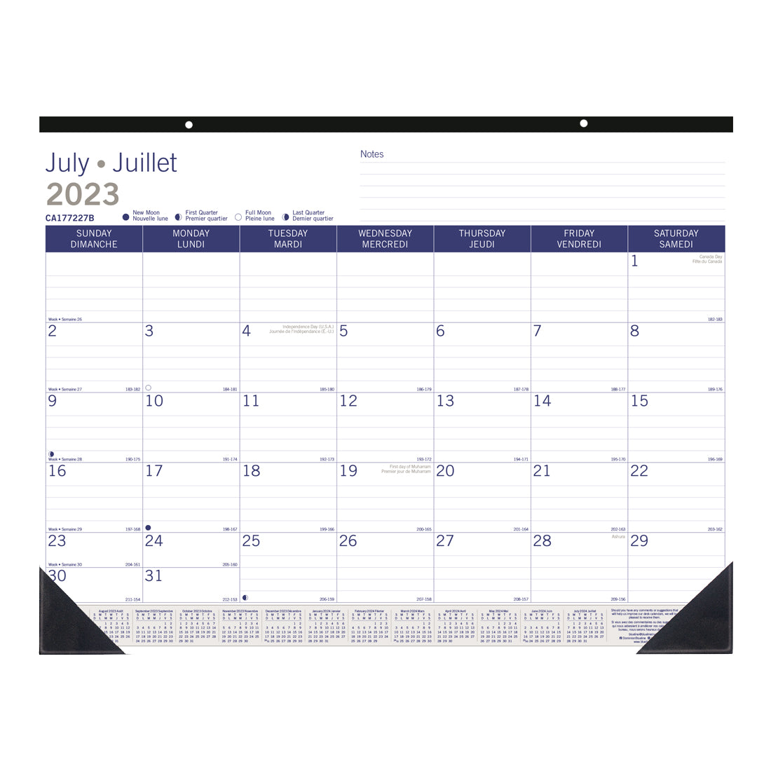 DuraGlobe™ Academic Monthly Desk Pad 2023-2024 - Bilingual