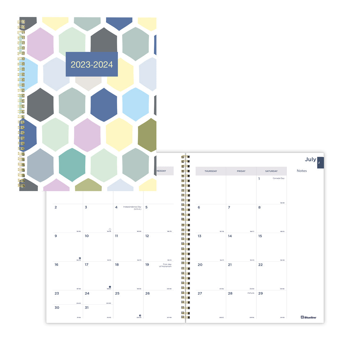 Academic Monthly Planner Geo 2023-2024 - English#colour_hexagone