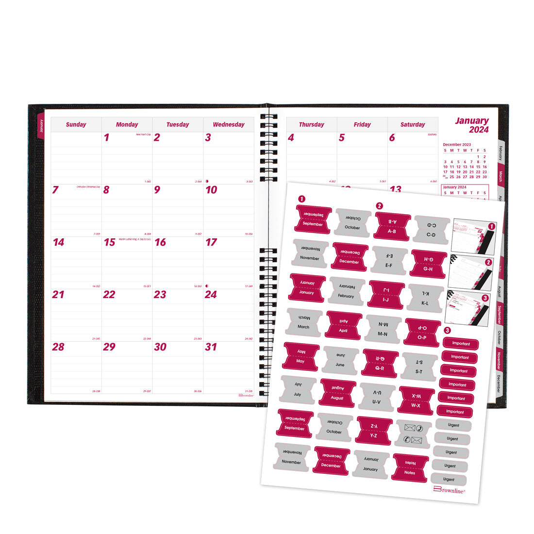 CoilPro Monthly Planner 2024, Black