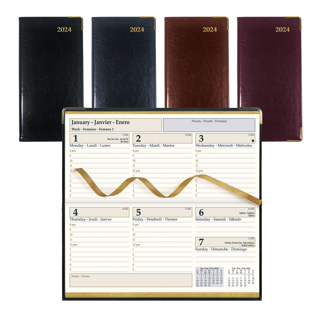 Executive Weekly Pocket Planner 2024, Assorted colours
