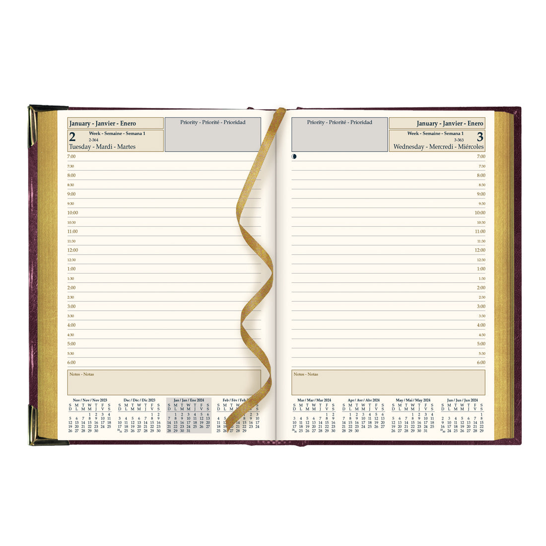Executive Daily Planner 2024, Burgundy