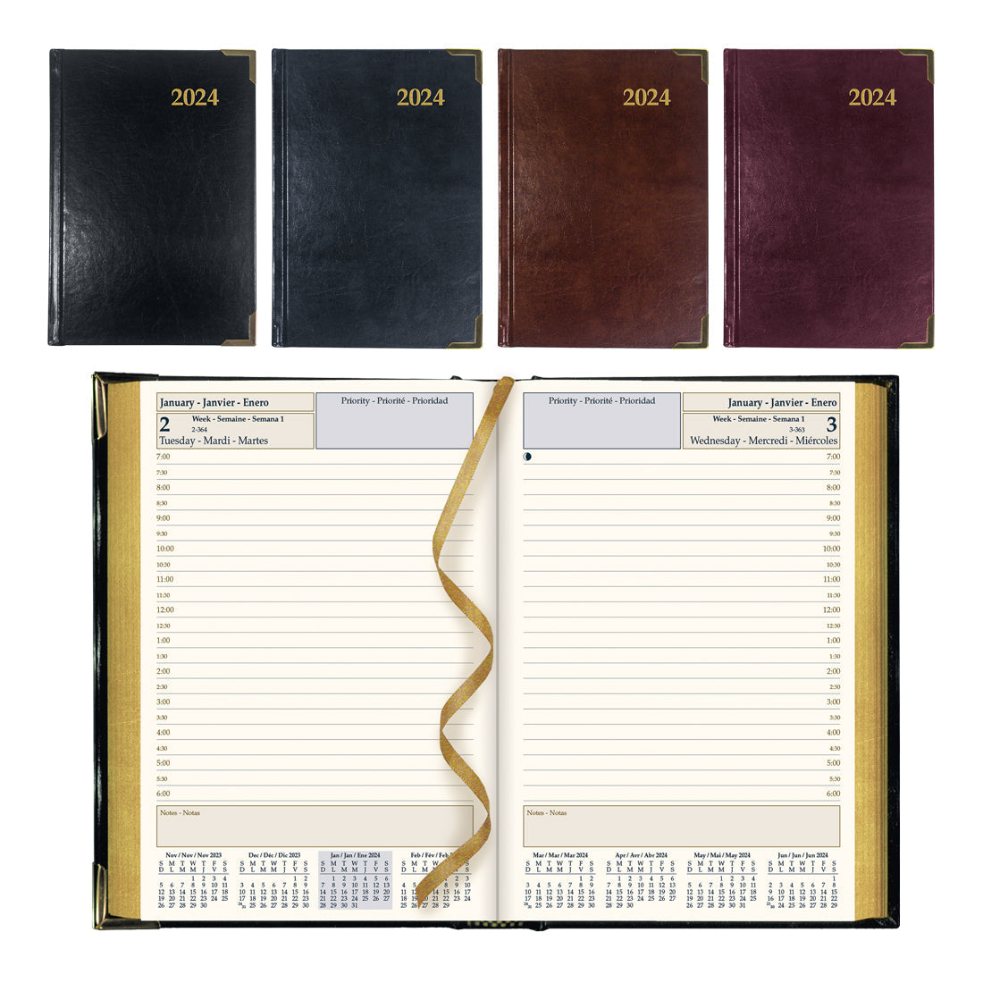 Executive Daily Planner 2024, Assorted colours