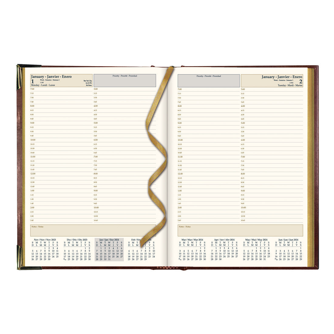 Executive Daily Planner 2024, Tan