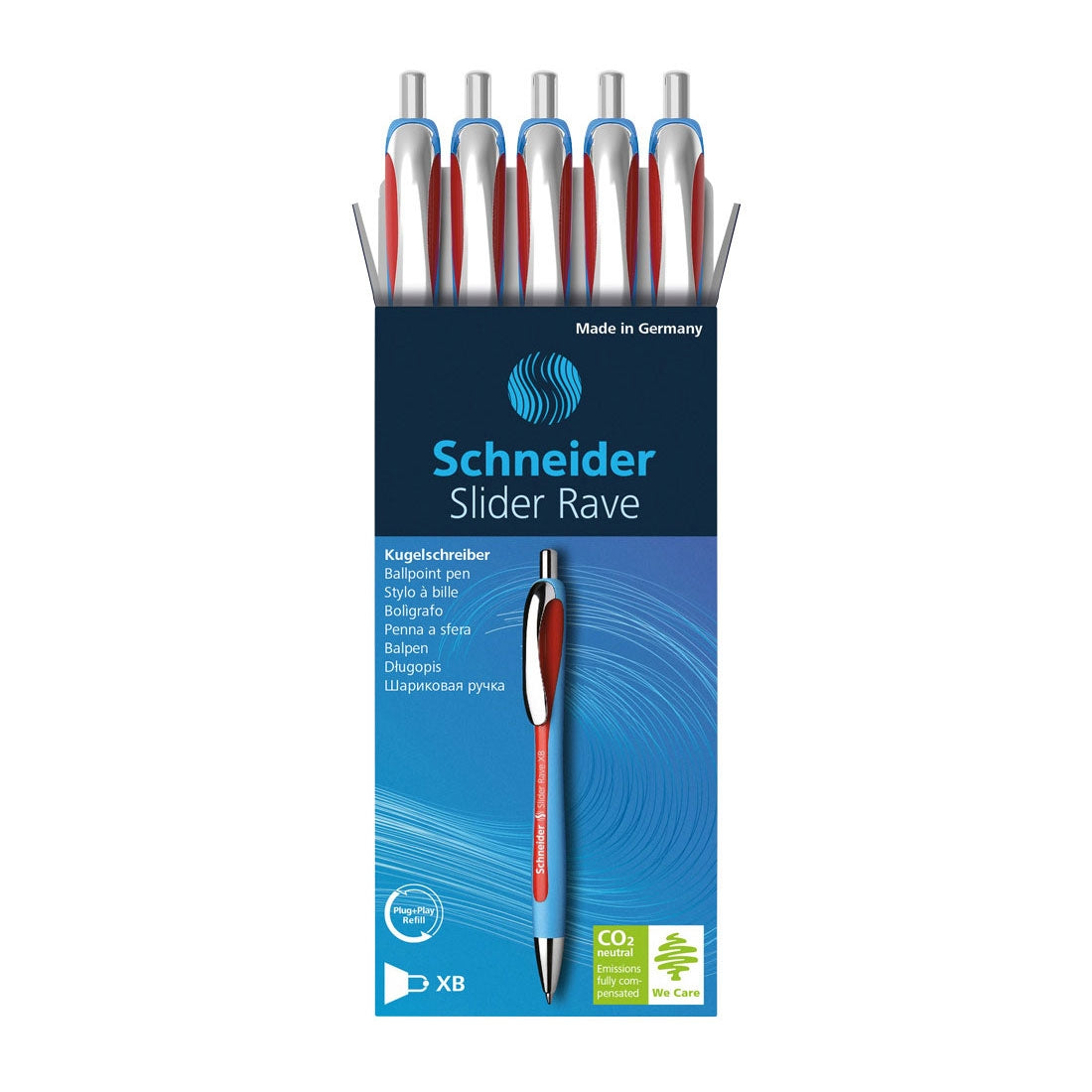 Rave Ballpoint Pen XB, Box of 5 units#ink-colour_red