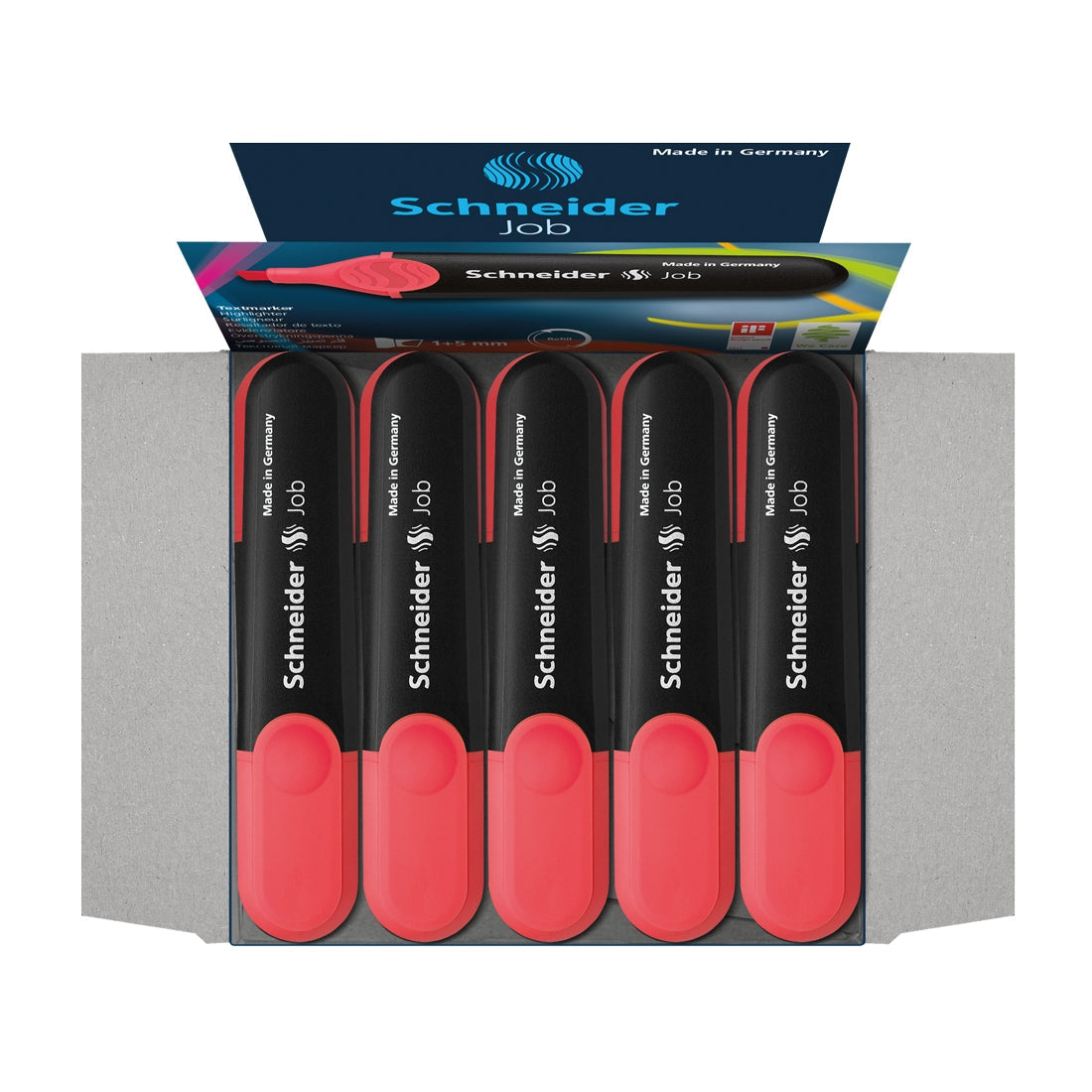 Job Highlighter, Box of 10un.#ink-colour_coral-red